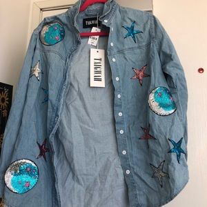 Lf sequin patches chambray